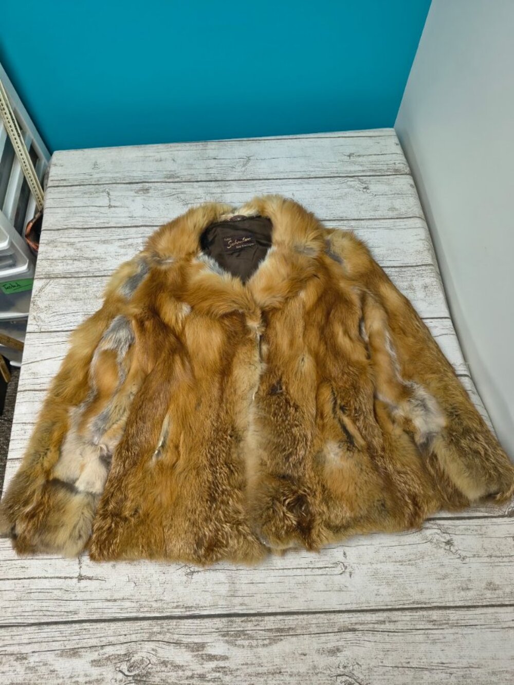 Vintage Genuine Fox Fur Multicolor Patchwork Statement Jacket